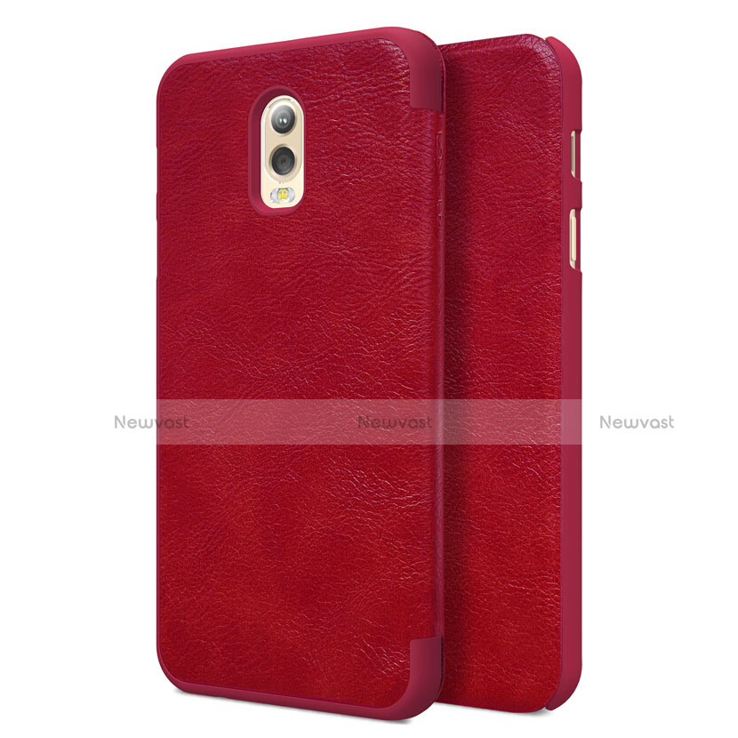 Leather Case Stands Flip Cover for Samsung Galaxy C8 C710F Red