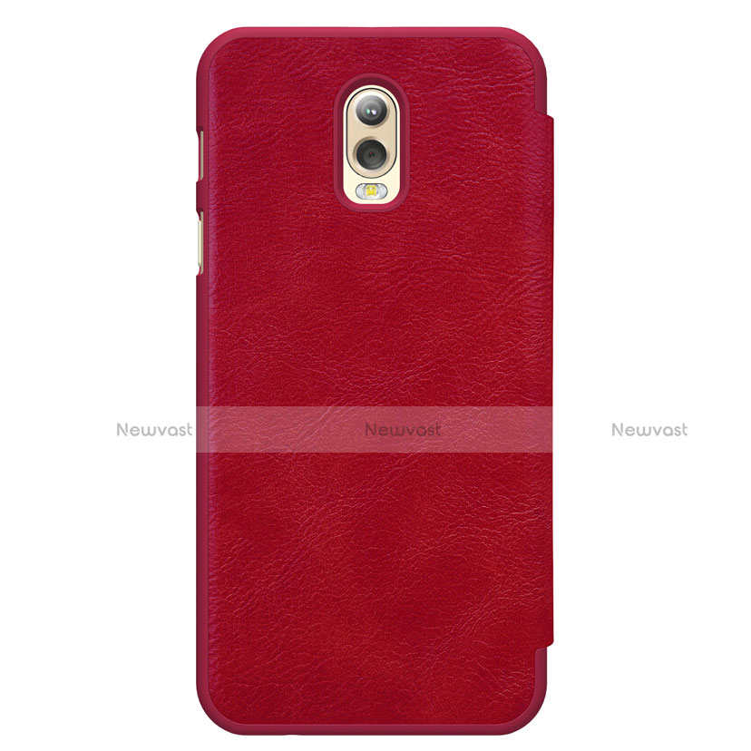 Leather Case Stands Flip Cover for Samsung Galaxy C8 C710F Red