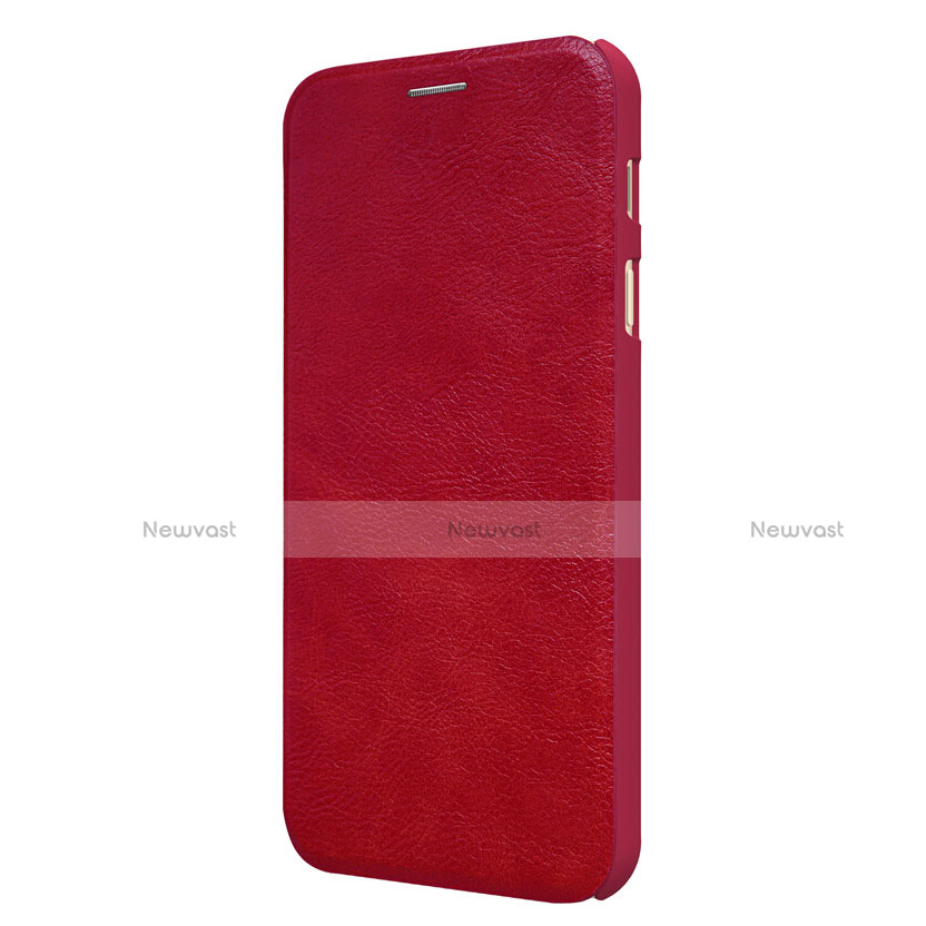 Leather Case Stands Flip Cover for Samsung Galaxy C8 C710F Red