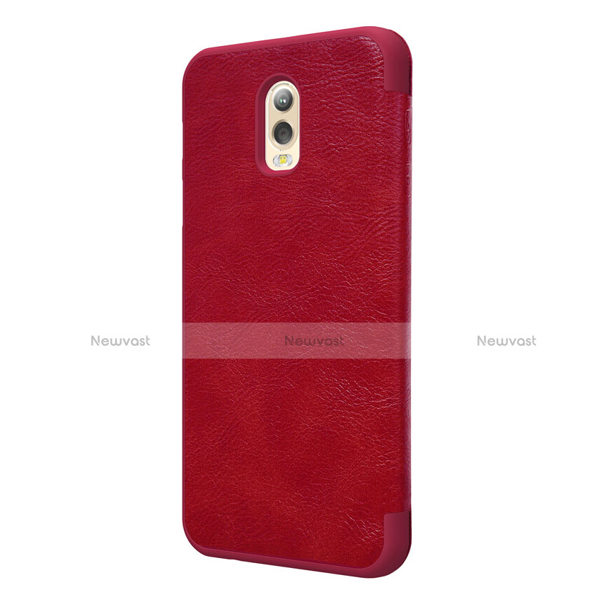 Leather Case Stands Flip Cover for Samsung Galaxy C8 C710F Red