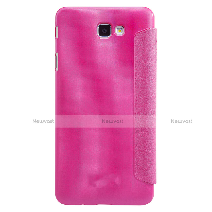 Leather Case Stands Flip Cover for Samsung Galaxy J5 Prime G570F Hot Pink