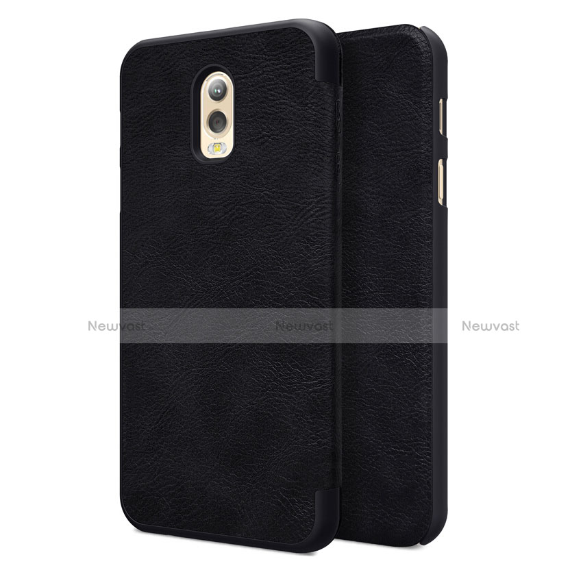 Leather Case Stands Flip Cover for Samsung Galaxy J7 Plus Black