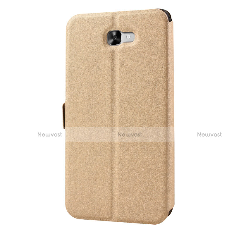 Leather Case Stands Flip Cover for Samsung Galaxy J7 Prime Gold