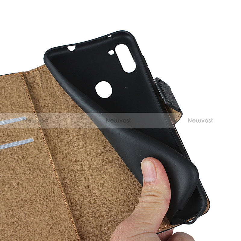 Leather Case Stands Flip Cover for Samsung Galaxy M11 Black