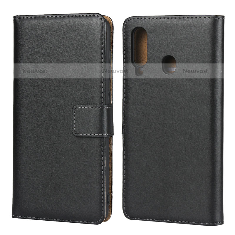 Leather Case Stands Flip Cover for Samsung Galaxy M40 Black