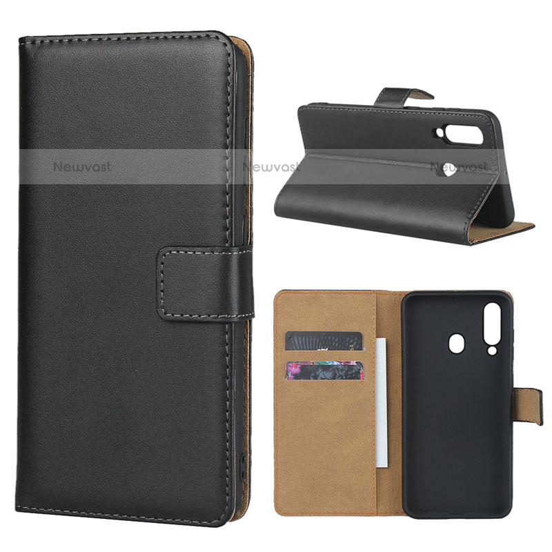 Leather Case Stands Flip Cover for Samsung Galaxy M40 Black