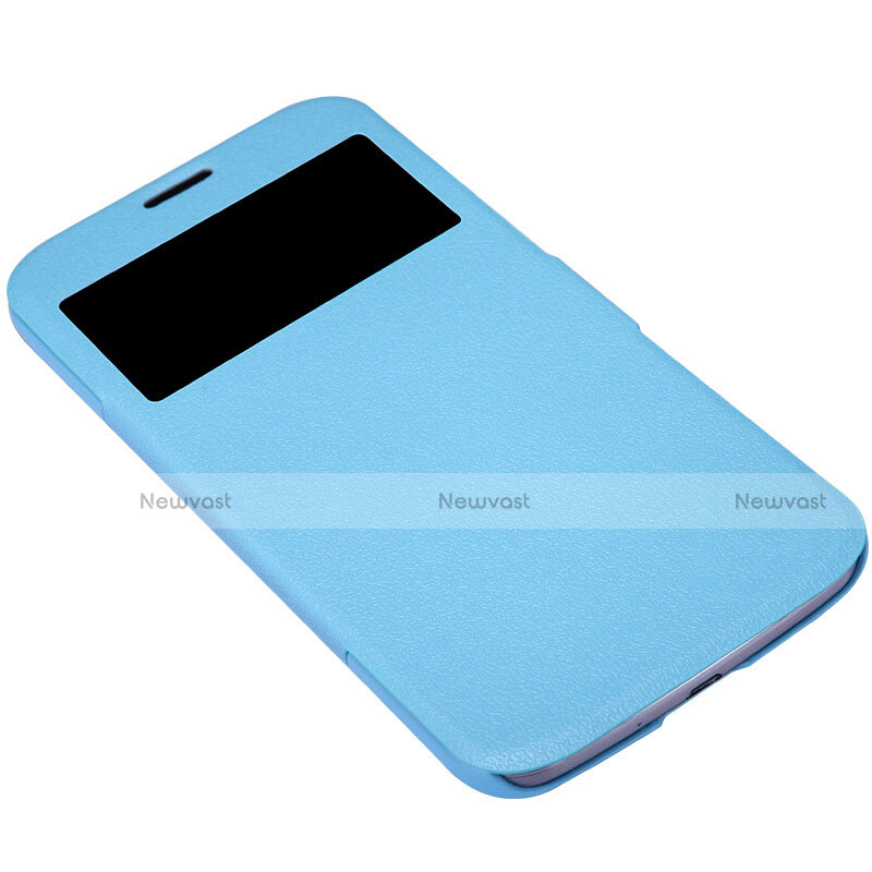 Leather Case Stands Flip Cover for Samsung Galaxy Mega 6.3 i9200 i9205 Blue