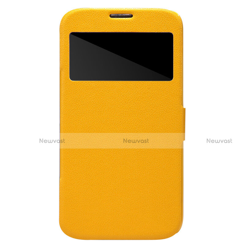 Leather Case Stands Flip Cover for Samsung Galaxy Mega 6.3 i9200 i9205 Yellow