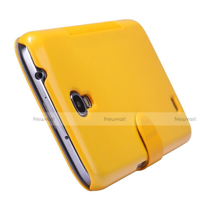 Leather Case Stands Flip Cover for Samsung Galaxy Mega 6.3 i9200 i9205 Yellow