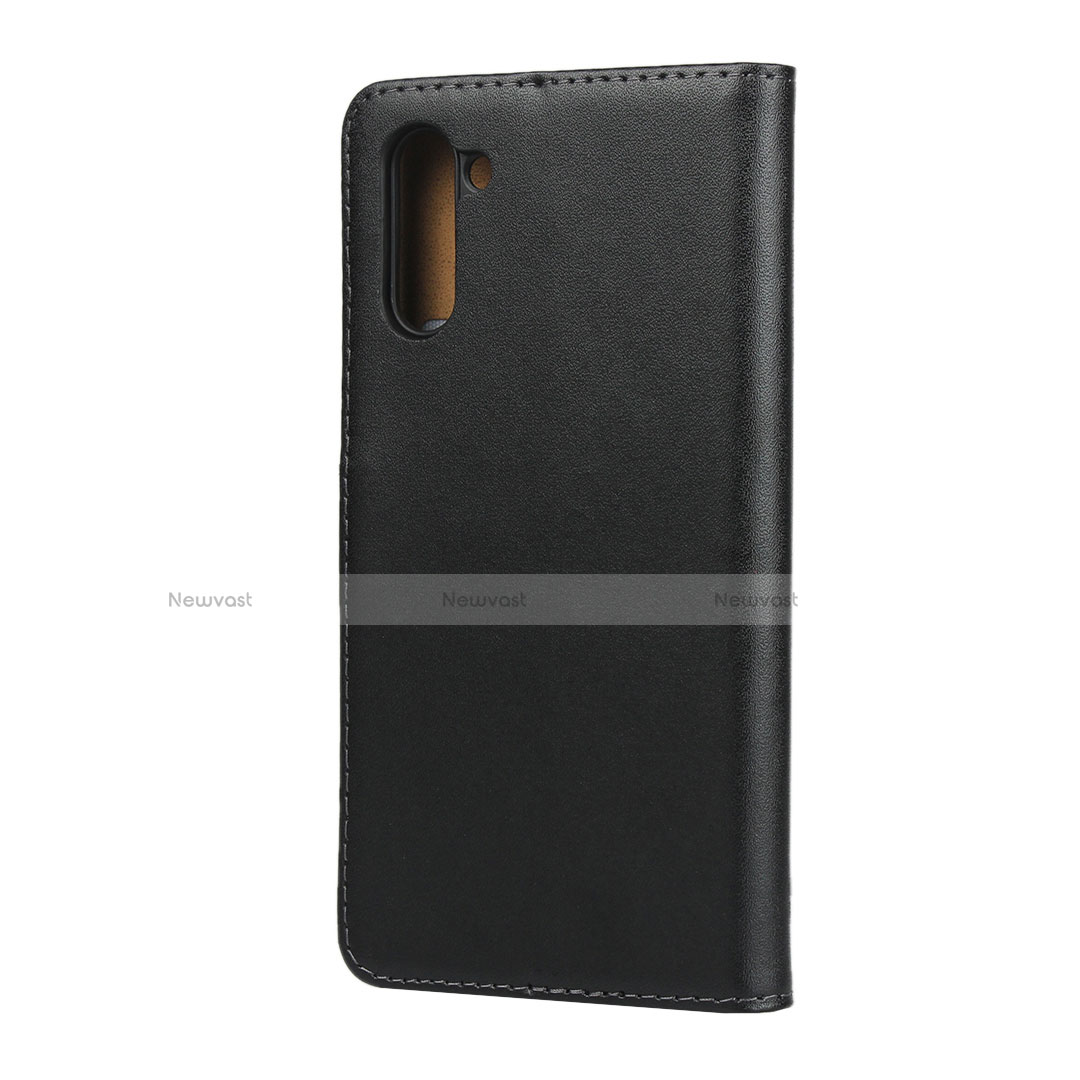 Leather Case Stands Flip Cover for Samsung Galaxy Note 10 Black