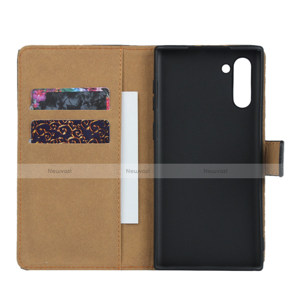 Leather Case Stands Flip Cover for Samsung Galaxy Note 10 Black