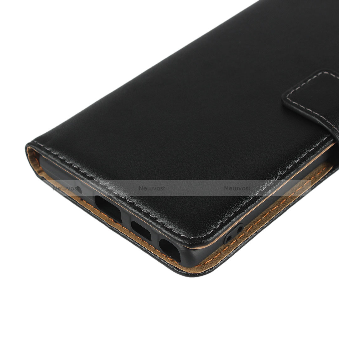 Leather Case Stands Flip Cover for Samsung Galaxy Note 10 Black