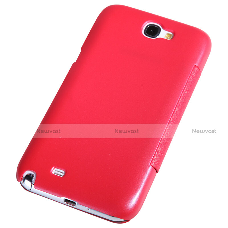 Leather Case Stands Flip Cover for Samsung Galaxy Note 2 N7100 N7105 Red