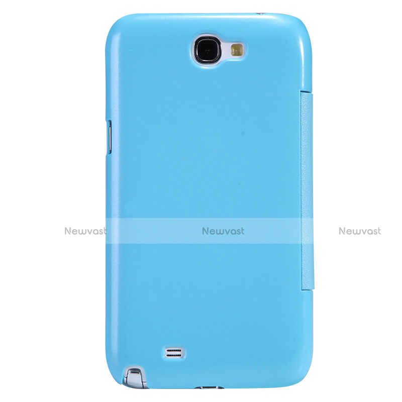 Leather Case Stands Flip Cover for Samsung Galaxy Note 2 N7100 N7105 Sky Blue