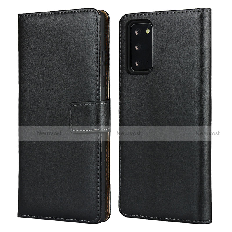 Leather Case Stands Flip Cover for Samsung Galaxy Note 20 5G Black