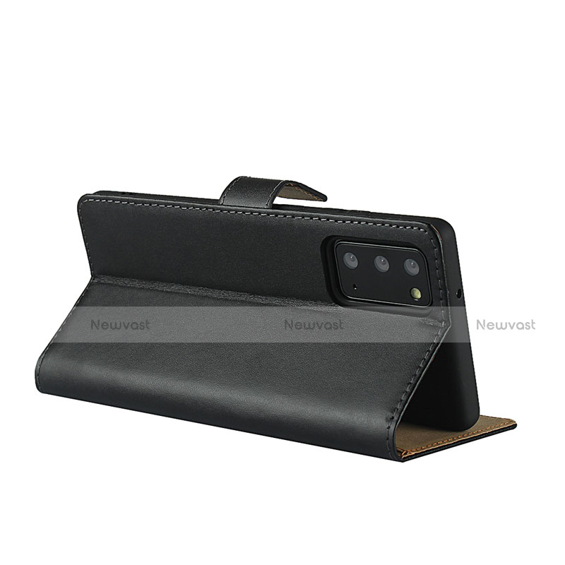 Leather Case Stands Flip Cover for Samsung Galaxy Note 20 5G Black