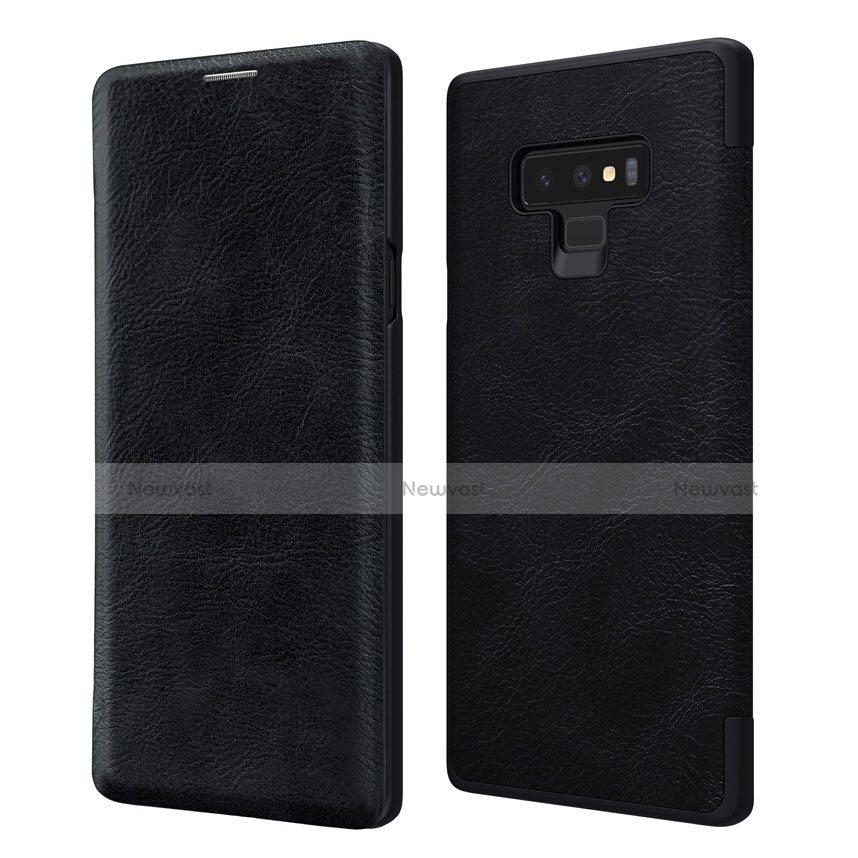 Leather Case Stands Flip Cover for Samsung Galaxy Note 9 Black