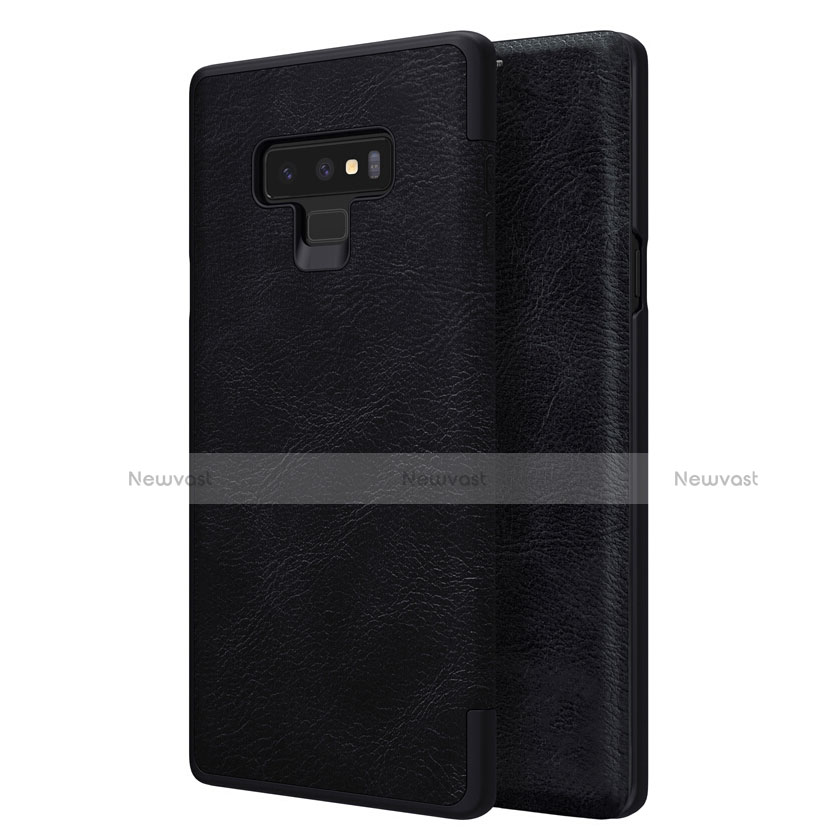 Leather Case Stands Flip Cover for Samsung Galaxy Note 9 Black