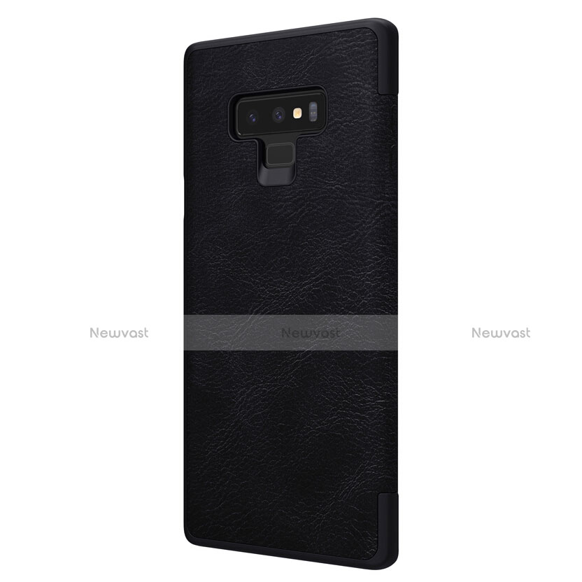 Leather Case Stands Flip Cover for Samsung Galaxy Note 9 Black