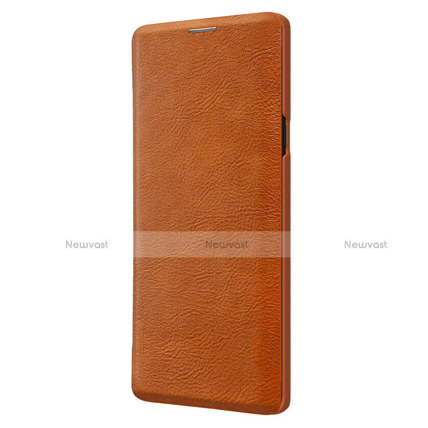 Leather Case Stands Flip Cover for Samsung Galaxy Note 9 Brown