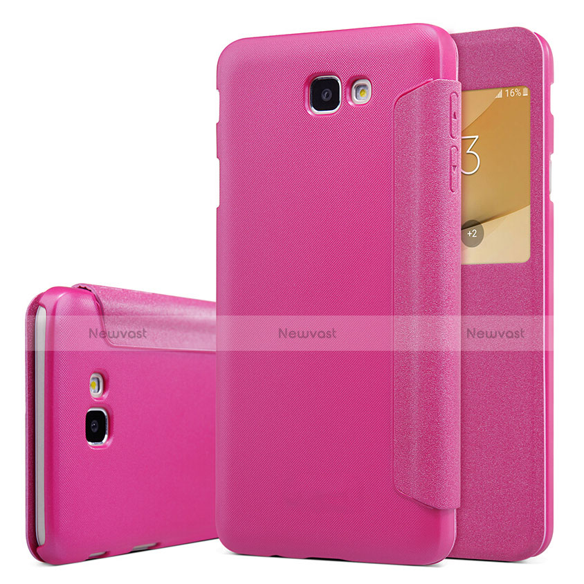 Leather Case Stands Flip Cover for Samsung Galaxy On5 (2016) G570 G570F Hot Pink