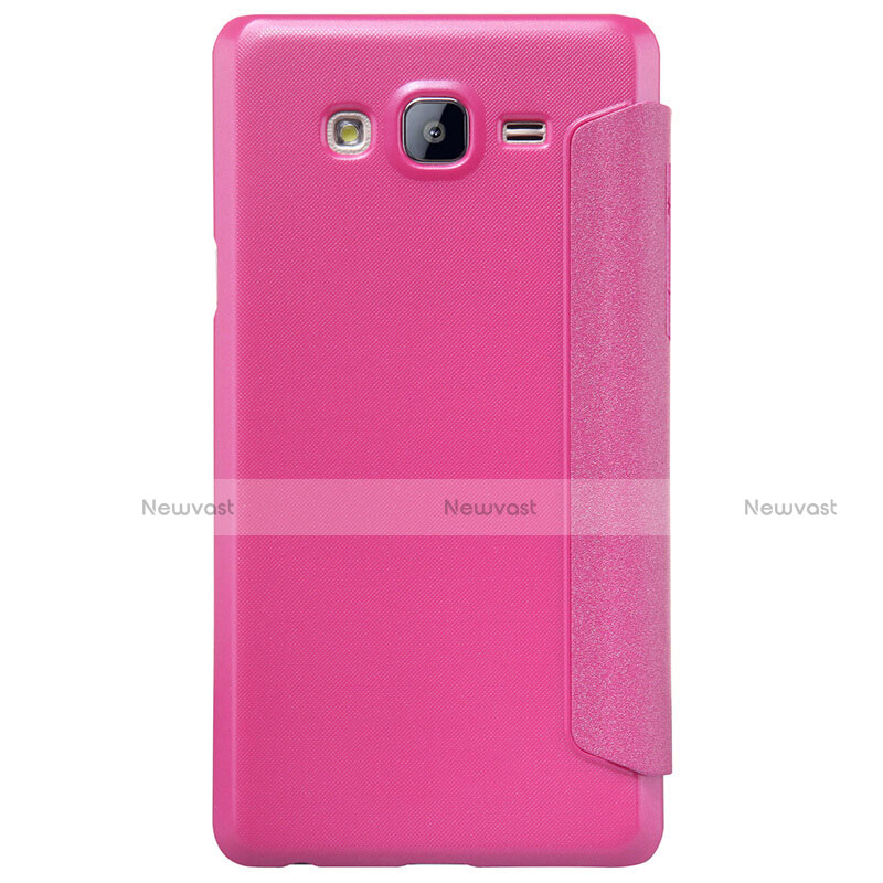 Leather Case Stands Flip Cover for Samsung Galaxy On5 G550FY Hot Pink