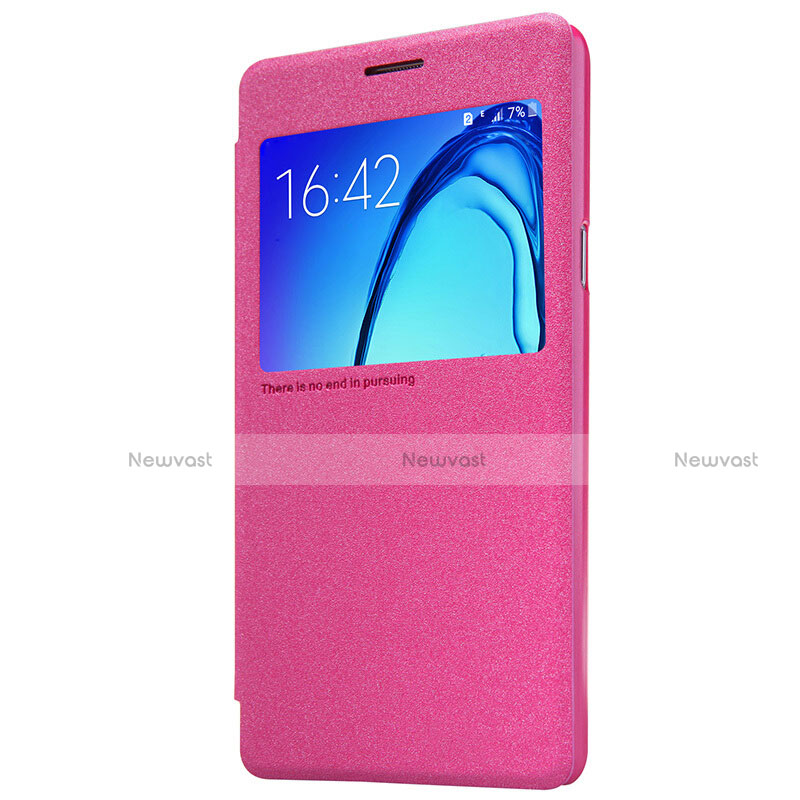 Leather Case Stands Flip Cover for Samsung Galaxy On5 G550FY Hot Pink