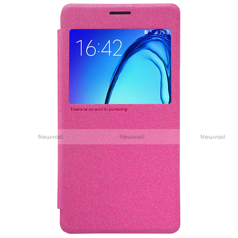 Leather Case Stands Flip Cover for Samsung Galaxy On5 G550FY Hot Pink