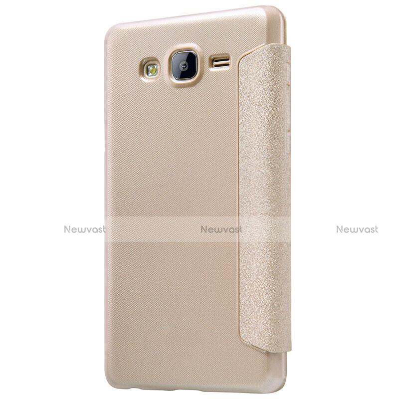 Leather Case Stands Flip Cover for Samsung Galaxy On5 Pro Gold