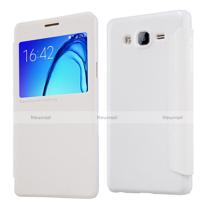 Leather Case Stands Flip Cover for Samsung Galaxy On5 Pro White