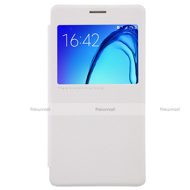 Leather Case Stands Flip Cover for Samsung Galaxy On5 Pro White