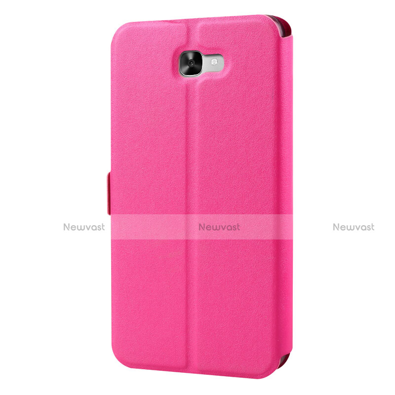 Leather Case Stands Flip Cover for Samsung Galaxy On7 (2016) G6100 Hot Pink