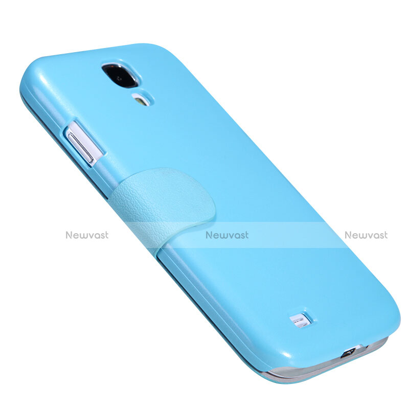 Leather Case Stands Flip Cover for Samsung Galaxy S4 IV Advance i9500 Blue