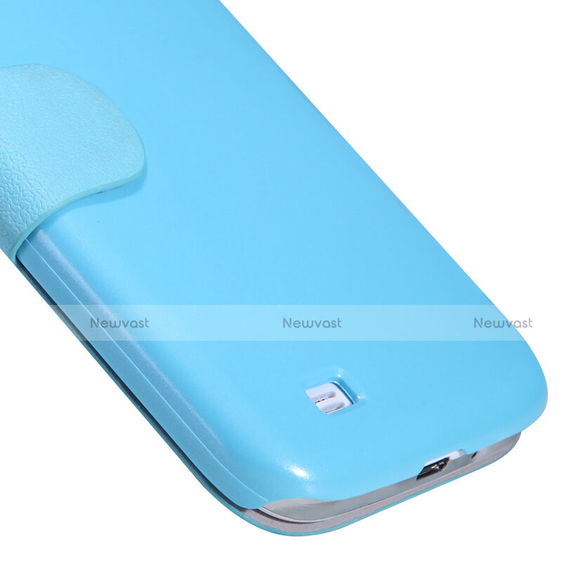 Leather Case Stands Flip Cover for Samsung Galaxy S4 IV Advance i9500 Blue