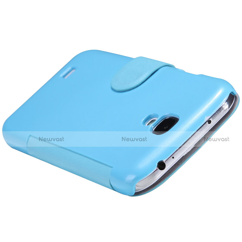 Leather Case Stands Flip Cover for Samsung Galaxy S4 IV Advance i9500 Blue