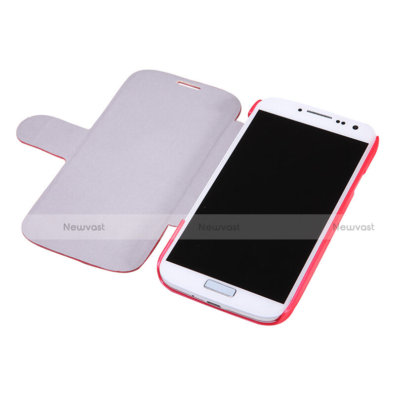 Leather Case Stands Flip Cover for Samsung Galaxy S4 IV Advance i9500 Red