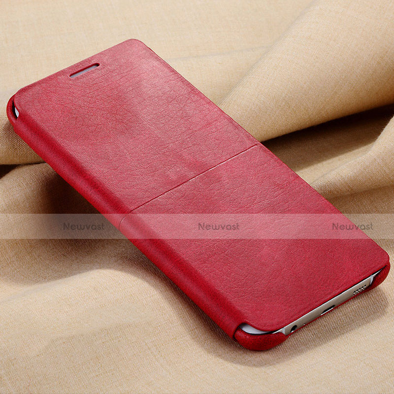 Leather Case Stands Flip Cover for Samsung Galaxy S6 Edge+ Plus SM-G928F Red