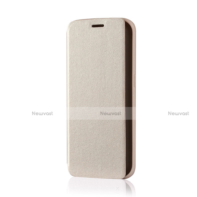 Leather Case Stands Flip Cover for Samsung Galaxy S6 Edge SM-G925 Gold