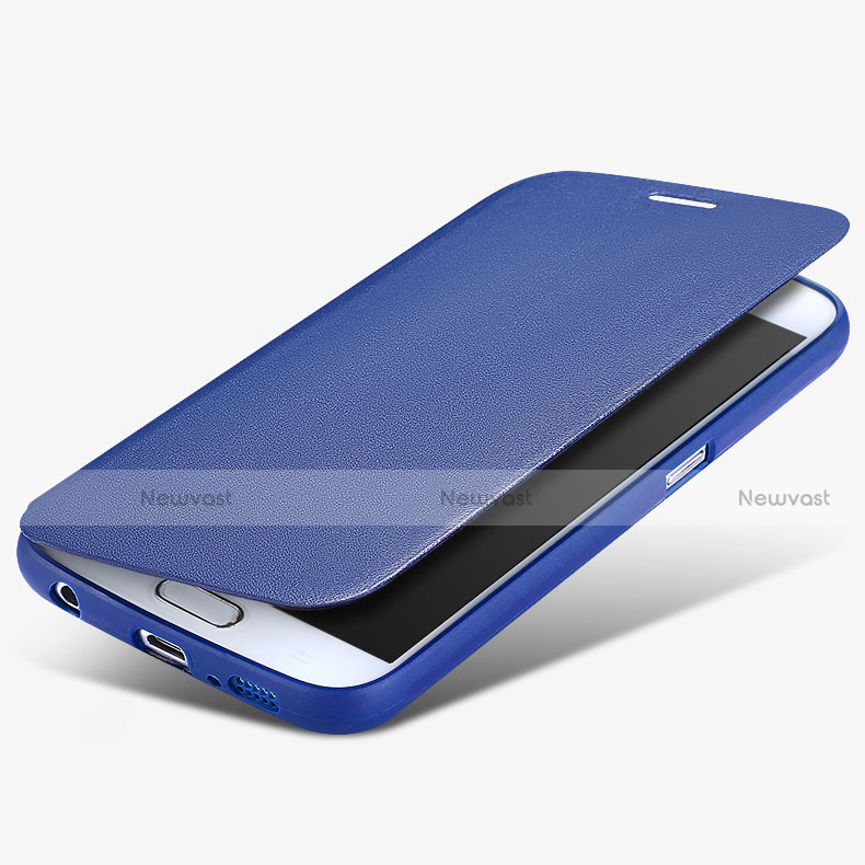 Leather Case Stands Flip Cover for Samsung Galaxy S6 SM-G920 Blue