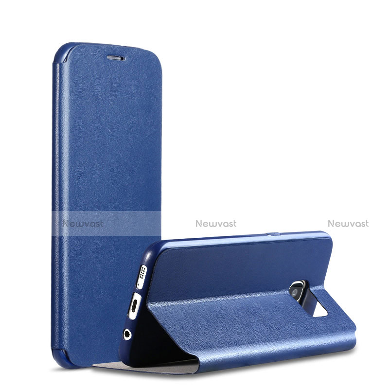 Leather Case Stands Flip Cover for Samsung Galaxy S7 Edge G935F Blue