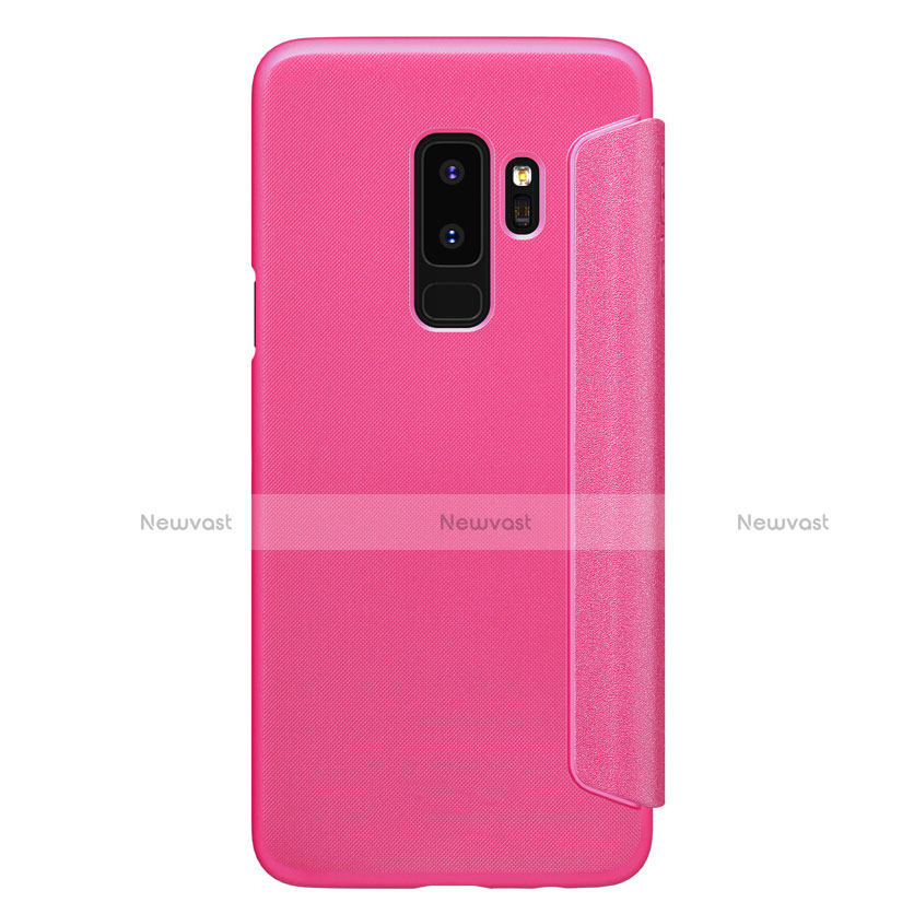 Leather Case Stands Flip Cover for Samsung Galaxy S9 Plus Hot Pink