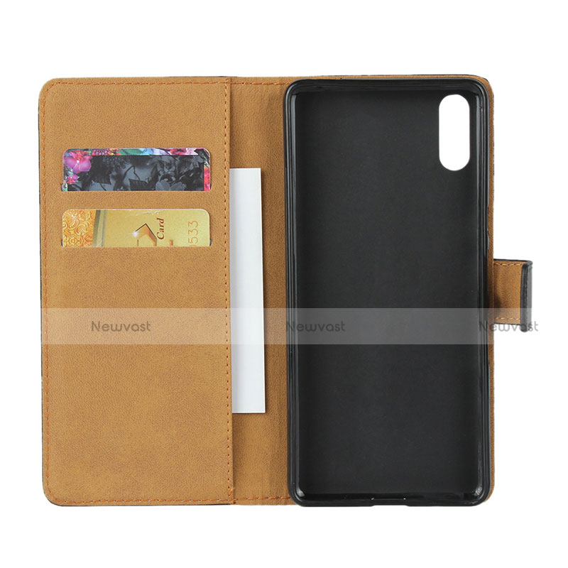 Leather Case Stands Flip Cover for Sony Xperia L3 Black