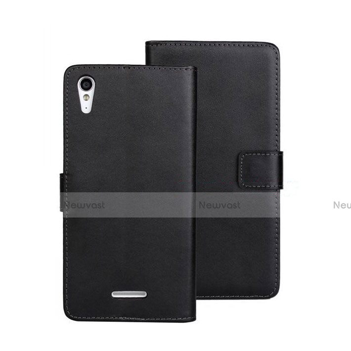 Leather Case Stands Flip Cover for Sony Xperia T3 Black