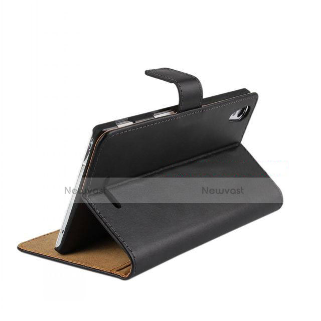 Leather Case Stands Flip Cover for Sony Xperia T3 Black