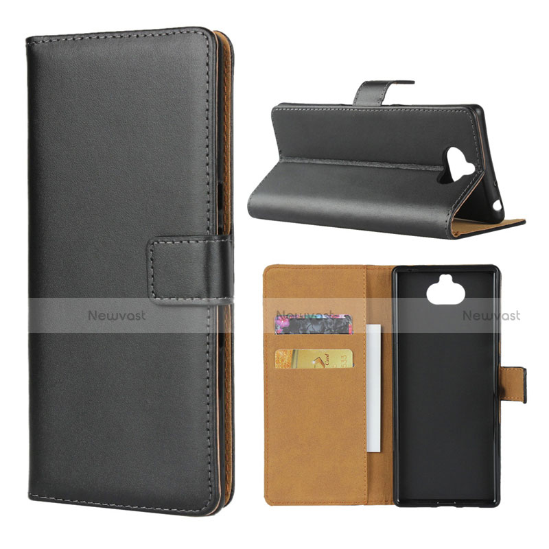 Leather Case Stands Flip Cover for Sony Xperia XA3 Black