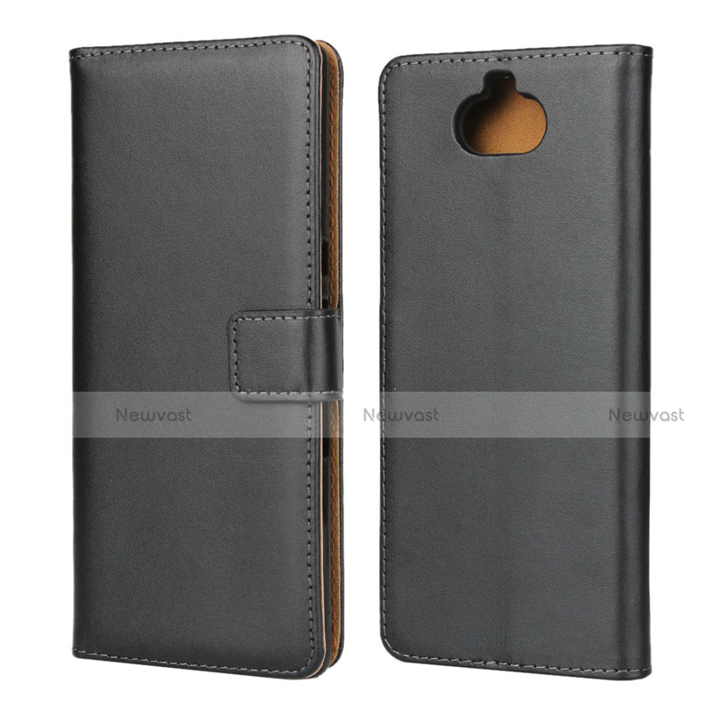 Leather Case Stands Flip Cover for Sony Xperia XA3 Ultra Black