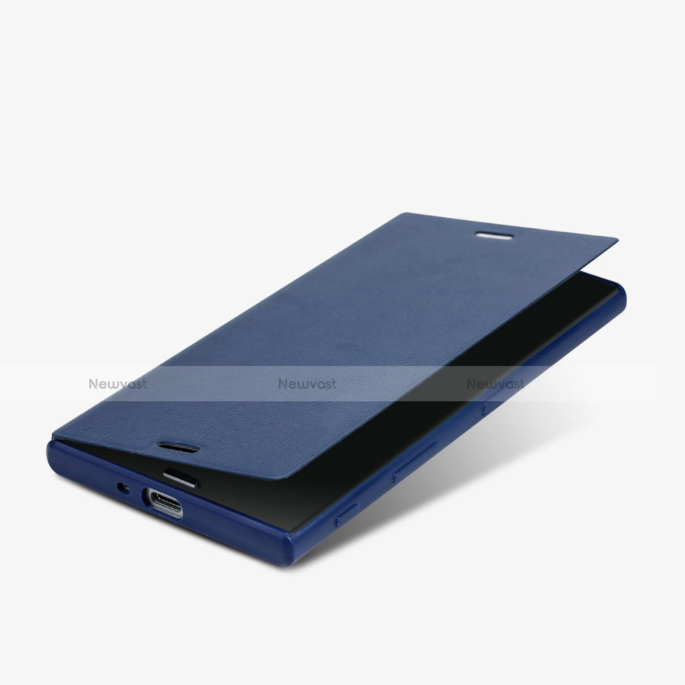 Leather Case Stands Flip Cover for Sony Xperia XZ Blue