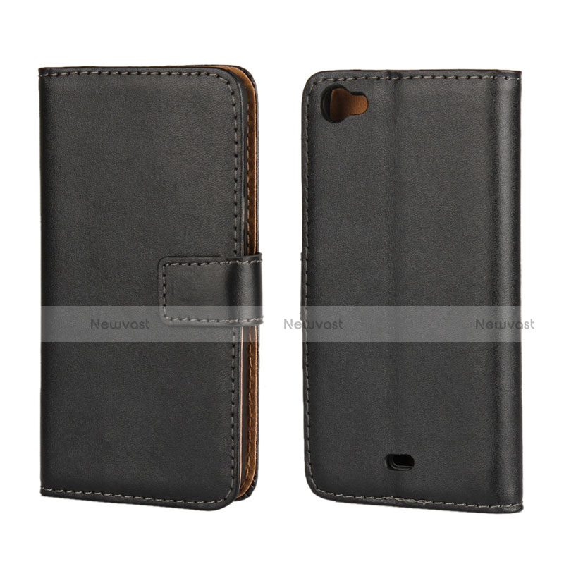 Leather Case Stands Flip Cover for Wiko Jimmy Black