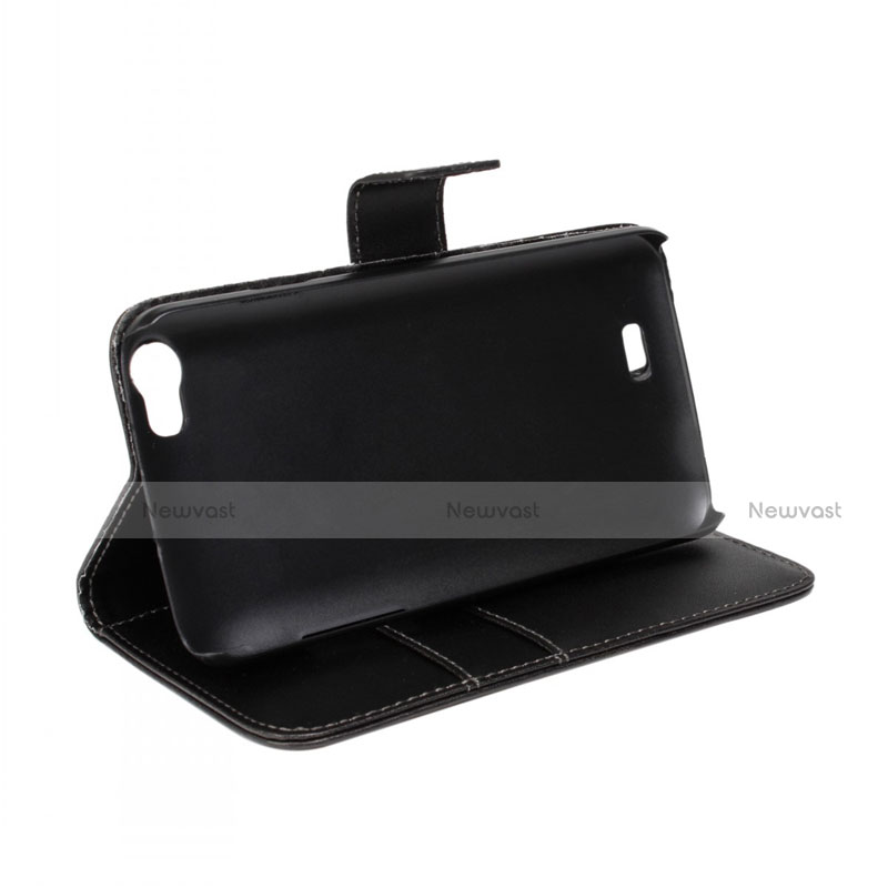 Leather Case Stands Flip Cover for Wiko Lenny Black