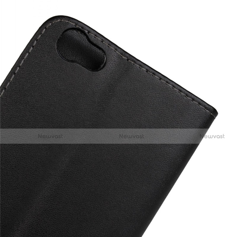 Leather Case Stands Flip Cover for Wiko Lenny Black